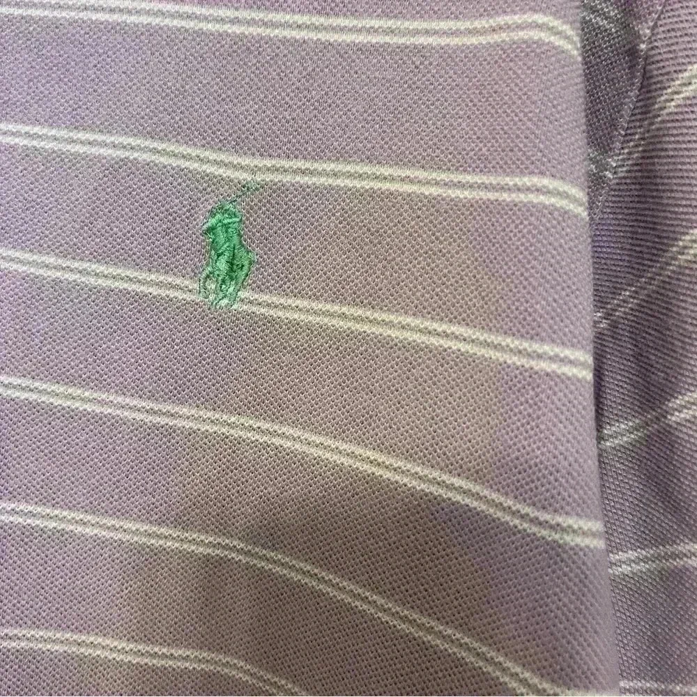 Ralph Lauren Polo Lavender and White Stripe Short Sleeve Men's Size XL